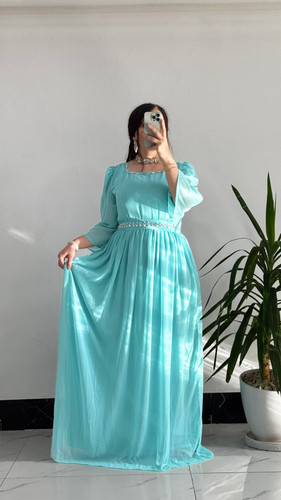 پیراهن مجلسی بلند حریر استردوزی کد ٣١٠