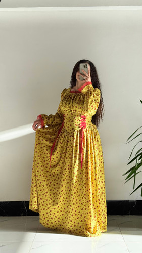 لباس گلگلی کرپ بدون چروک کاملا مناسب بیرون و طبیعت و عکاسی و دورهمی کد ٣٢٨